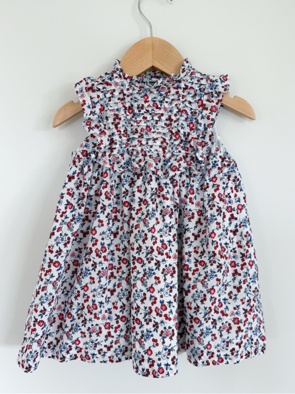 Janie and Jack White Ditsy Floral Dress  — Red and Blue Floral